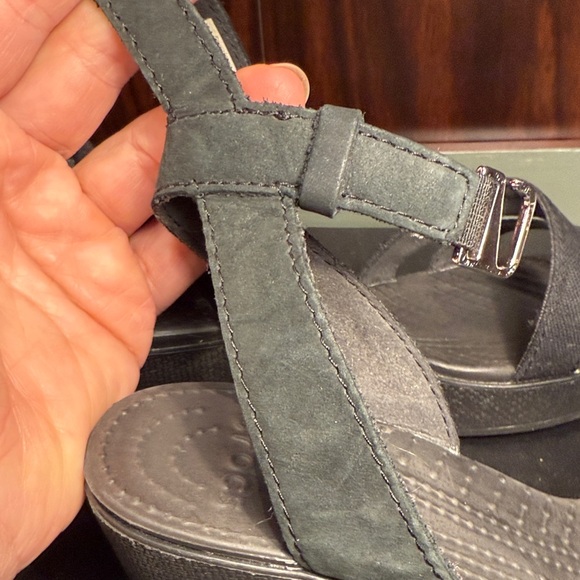 CROCS Black Wedge Sandals - Picture 6 of 6